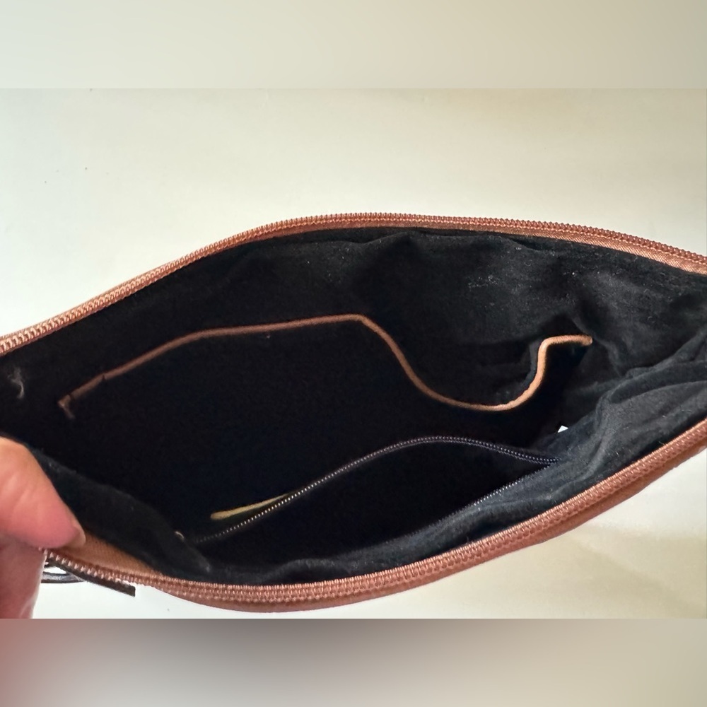 Chic Black and Tan Clutch with Snakeskin Accent - Picture 7 of 9